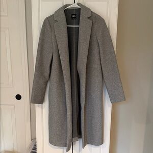 Zara Gray Open-Front Trench Coat